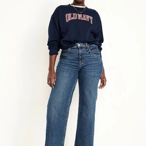 OLD NAVY extra high rise sky hi wide leg jeans in bedford (14 tall)